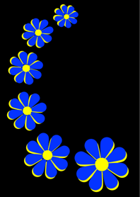 青い花模様 [ 黒背景 ]