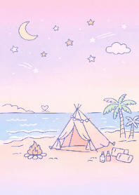 Beach Bonfire & Pastel Summer Night