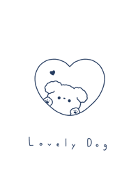 dog in heart/white navy
