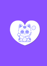 Cute gold luck invitation cat purple