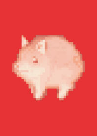 Pig Pixel Art Theme  Red 04