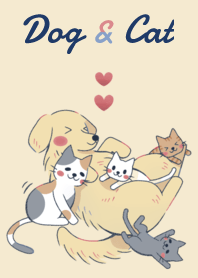 Animal 006-2 (dog+cat/Beige/Navy Blue)