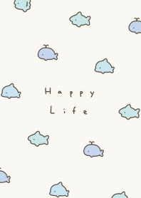 ゆるいサメと仲間たち | 緑ベージュ