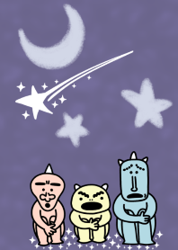 3 cute Goblins under a starry sky