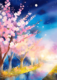 Beautiful night cherry blossoms#553