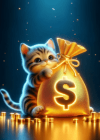 Cat and Golden Money Bag V.1