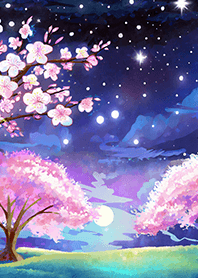 Beautiful night cherry blossoms#1326