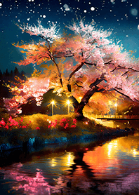 Beautiful night cherry blossoms#1306