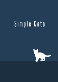 シンプルな子猫 :ネイビーブルーホワイト