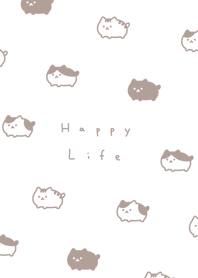 Plump Cat / white beige