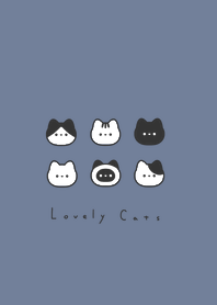 6 cats (line filled)/  gray blue WH