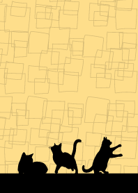 light brown & yellow 猫のシルエット