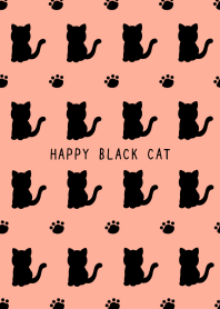 HAPPY BLACK CAT SILHOUETTE-SALMON PINK