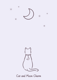 Cat and Moon Charm (purple)