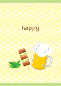 やきとり 枝豆 ビール モスグリーン色