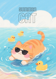 Lovely Orange Cat In Summer
