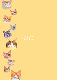 holiday cats2 on brown & yellow