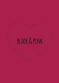 Black & Vivid Pink / Line Heart