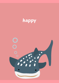 happy whale shark on light pink JP