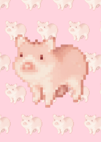 Pig Pattern Theme Pixel Pink04