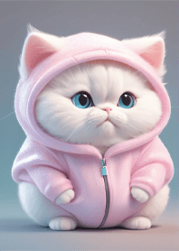pink hoodie cat