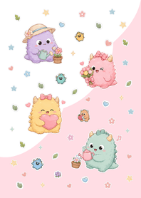 Cute monster Pink&White.3