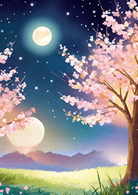 Beautiful night cherry blossoms#2584