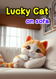 Lucky Cat Lying on a Cozy Couch