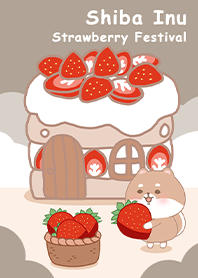 可愛寶貝柴犬-草莓嘉年華會-米色