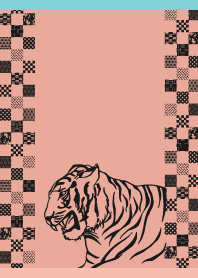 modern tiger on pink & light blue