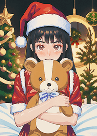 Beautiful Christmas girl and bear2
