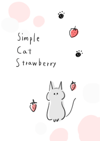 simple Cat strawberry white gray.