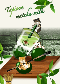 柴犬タピオカ抹茶ミルク2（茶柴黒柴白柴）