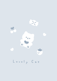 Cat and items(pattern)/pale blue gray