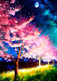 Beautiful night cherry blossoms#2645