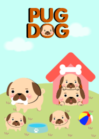 Cute Family Pug Dog Theme