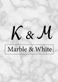 【K&M】イニシャル 大理石モノトーン白
