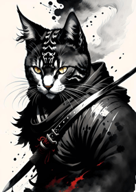 Ink wash cat samurai c6E65A