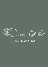 Hedgehog and Tea -dark green-