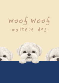 Woof Woof - Maltese dog - NAVY BLUE