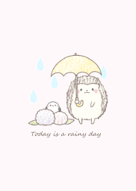 Hedgehog and Shimaenaga -rain- pink