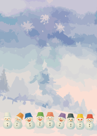 Colorful Snowman04 on red & yellow