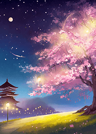 Beautiful night cherry blossoms#484