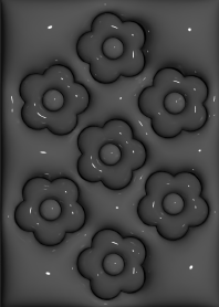 ぷっくりデイジー柄[ブラック]