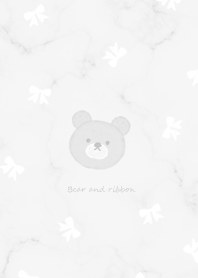 Bear and fashionable ribbon gray06_1