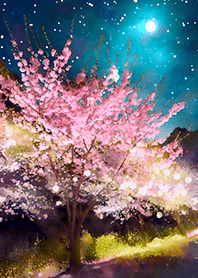Beautiful night cherry blossoms#2365