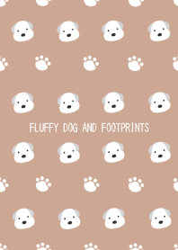 FLUFFY DOG AND FOOTPRINTS-BROWN-BEIGE