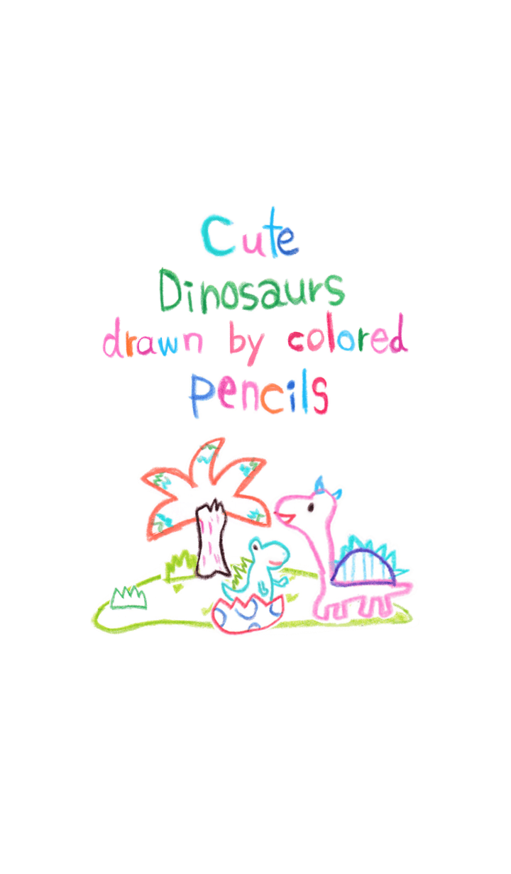 Cute Dinosaurs drawn by colored pencils