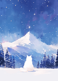 雪地白貓看著純白雪山❤️