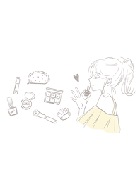 간단한 귀여운 소녀의 옆모습 일러스트 05